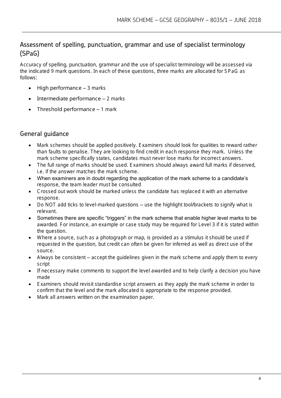 Aqa Gcse Geography 8035 / 1 Mark Scheme, Page 4