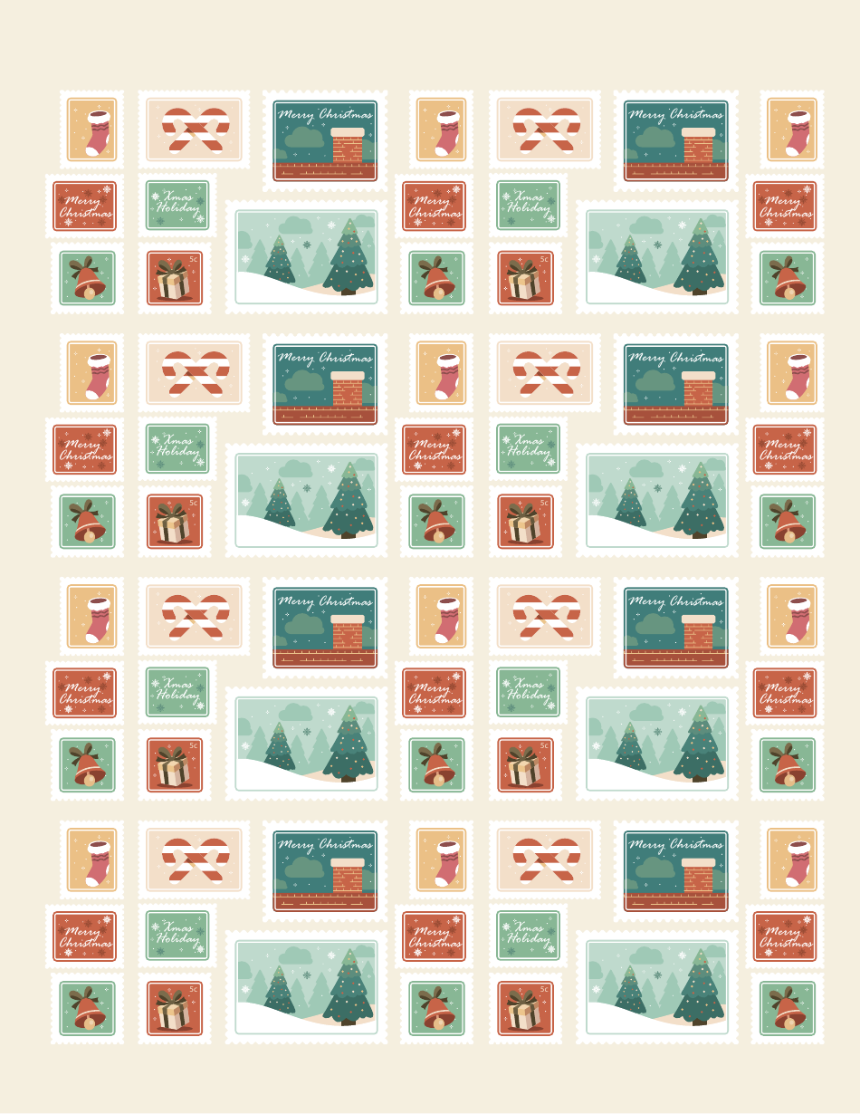 Christmas Envelope with Stamps Template