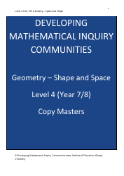 Document preview: Level 4 Year 7/8: Geometry - Shape and Space