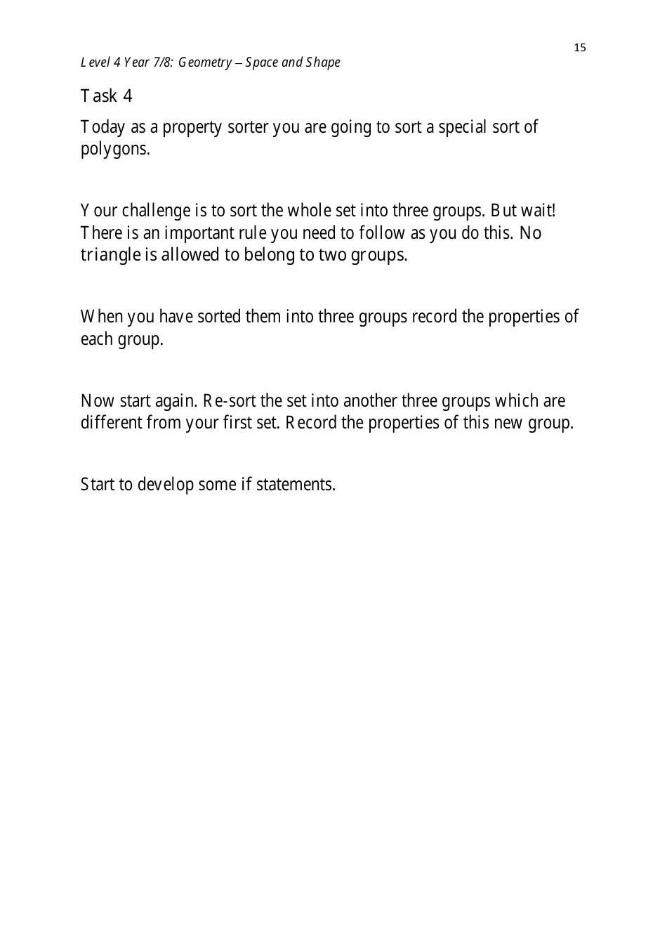 Level 4 Year 7 / 8: Geometry - Shape and Space, Page 15