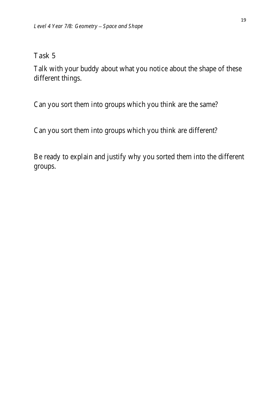Level 4 Year 7 / 8: Geometry - Shape and Space, Page 19