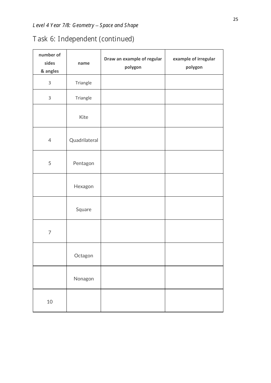 Level 4 Year 7 / 8: Geometry - Shape and Space, Page 25