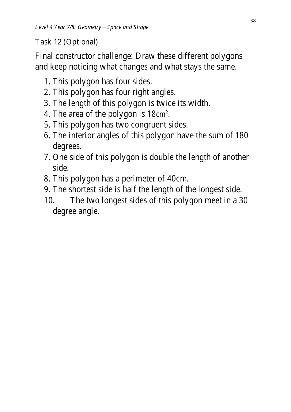 Level 4 Year 7 / 8: Geometry - Shape and Space, Page 38
