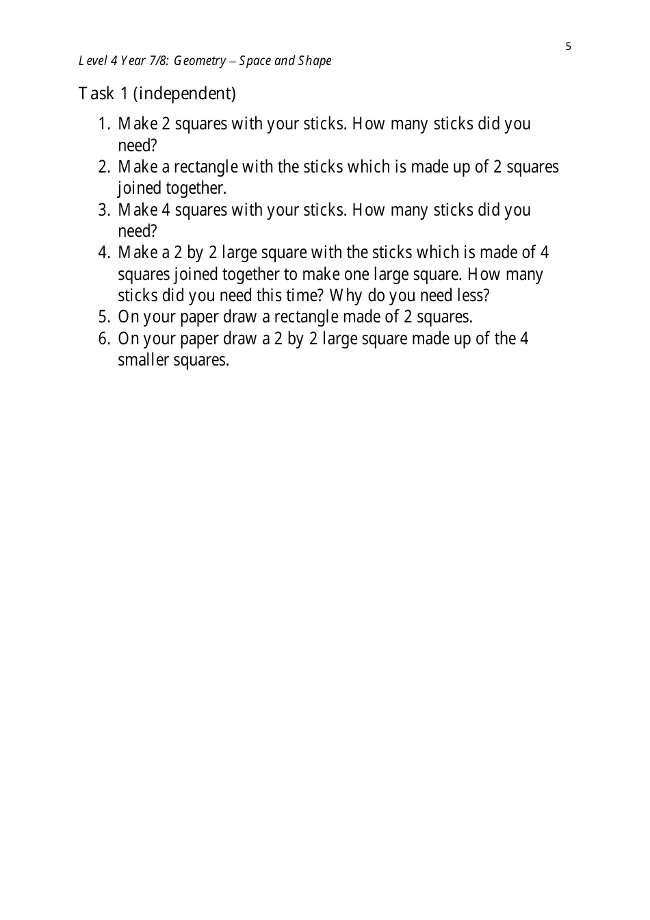 Level 4 Year 7 / 8: Geometry - Shape and Space, Page 5