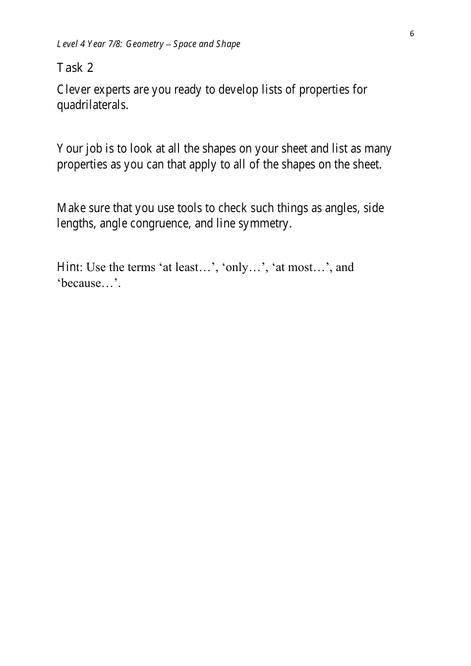 Level 4 Year 7 / 8: Geometry - Shape and Space, Page 6