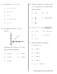 University of Wisconsin System Mathematics Practice Exam 2018 (With Answer Keys), Page 11