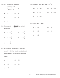 University of Wisconsin System Mathematics Practice Exam 2018 (With Answer Keys), Page 12