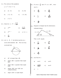 University of Wisconsin System Mathematics Practice Exam 2018 (With Answer Keys), Page 14