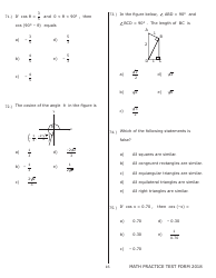 University of Wisconsin System Mathematics Practice Exam 2018 (With Answer Keys), Page 16