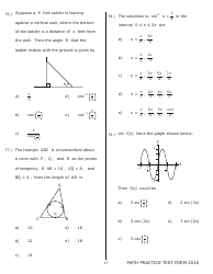 University of Wisconsin System Mathematics Practice Exam 2018 (With Answer Keys), Page 17