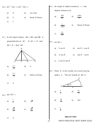 University of Wisconsin System Mathematics Practice Exam 2018 (With Answer Keys), Page 18