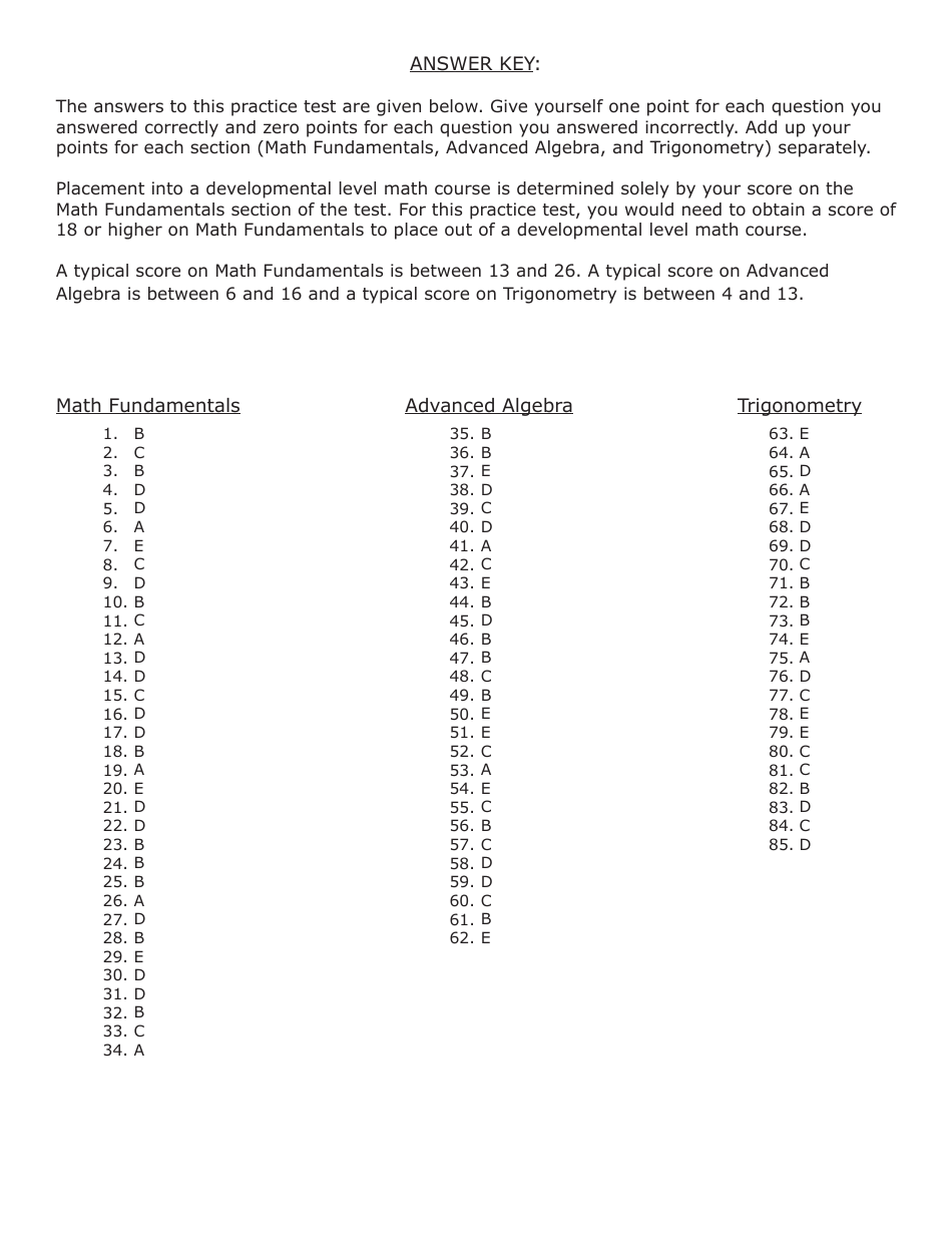 University of Wisconsin System Mathematics Practice Exam 2018 (With Answer Keys), Page 19