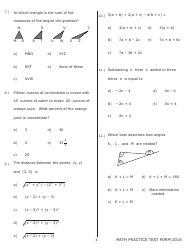 University of Wisconsin System Mathematics Practice Exam 2018 (With Answer Keys), Page 4
