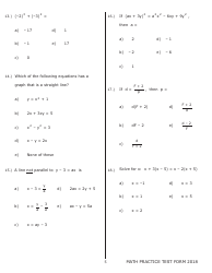 University of Wisconsin System Mathematics Practice Exam 2018 (With Answer Keys), Page 5