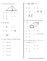 University of Wisconsin System Mathematics Practice Exam 2018 (With Answer Keys), Page 6