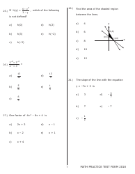 University of Wisconsin System Mathematics Practice Exam 2018 (With Answer Keys), Page 7