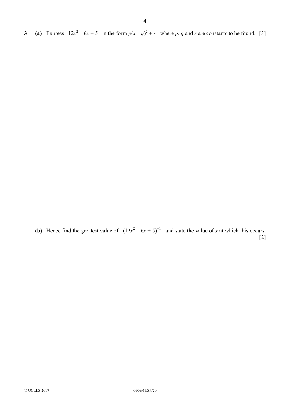 Cambridge Igcse Additional Mathematics Paper 1: Specimen Paper, Page 4