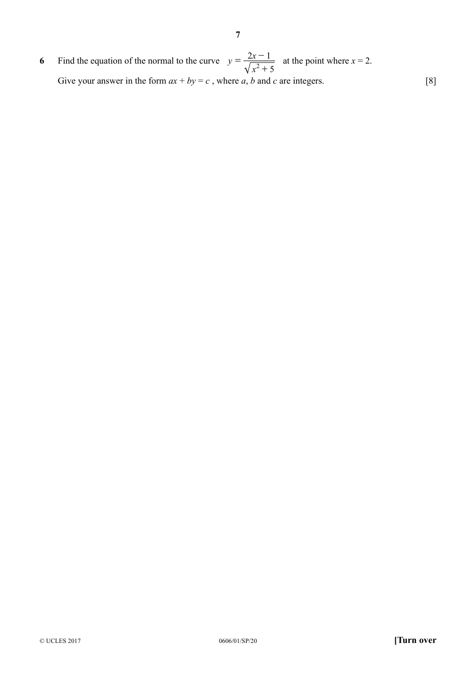 Cambridge Igcse Additional Mathematics Paper 1: Specimen Paper, Page 7