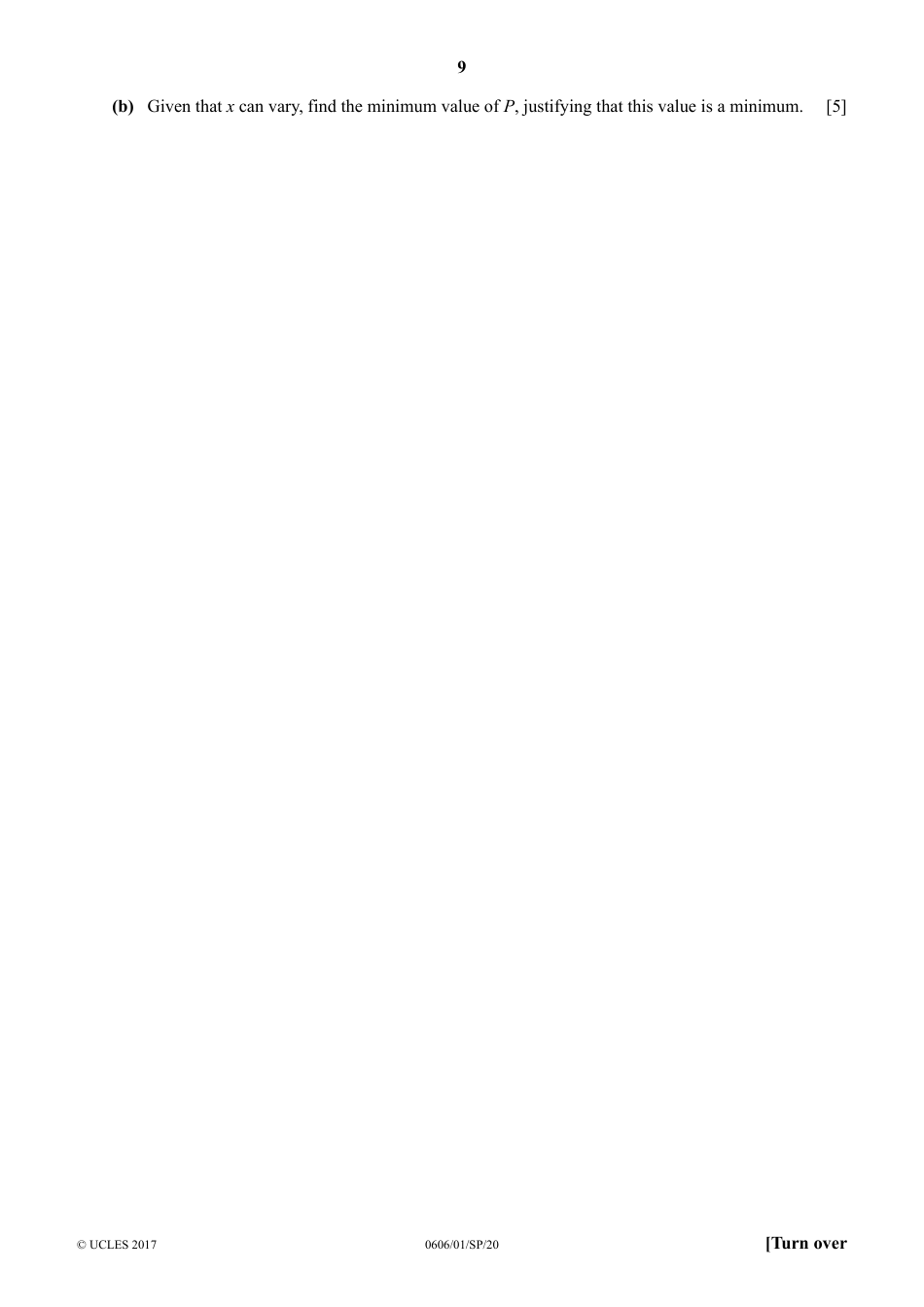 Cambridge Igcse Additional Mathematics Paper 1: Specimen Paper, Page 9