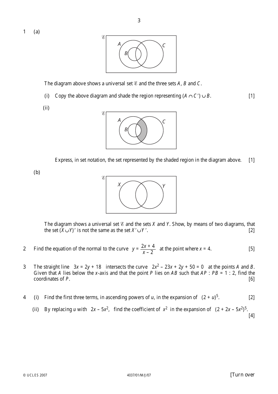 University of Cambridge International Examinations: Additional Mathematics Paper 1 - 4037 / 01, Page 3