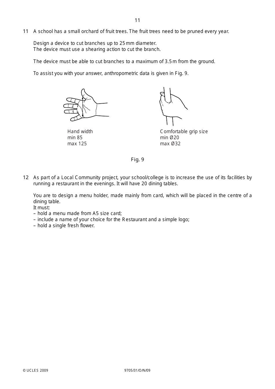 University of Cambridge International Examinations: Design and Technology Paper 3 - 9705 / 31, Page 11