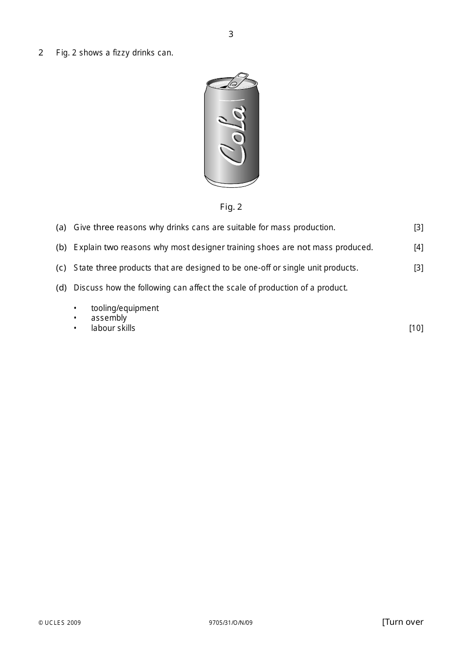 University of Cambridge International Examinations: Design and Technology Paper 3 - 9705 / 31, Page 3