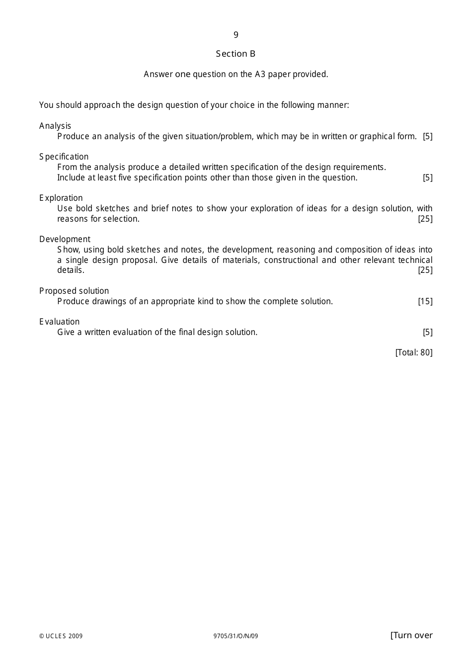 University of Cambridge International Examinations: Design and Technology Paper 3 - 9705 / 31, Page 9