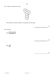 October 2016 Cambridge Secondary 1 Checkpoint: Mathematics Paper 1, Page 12