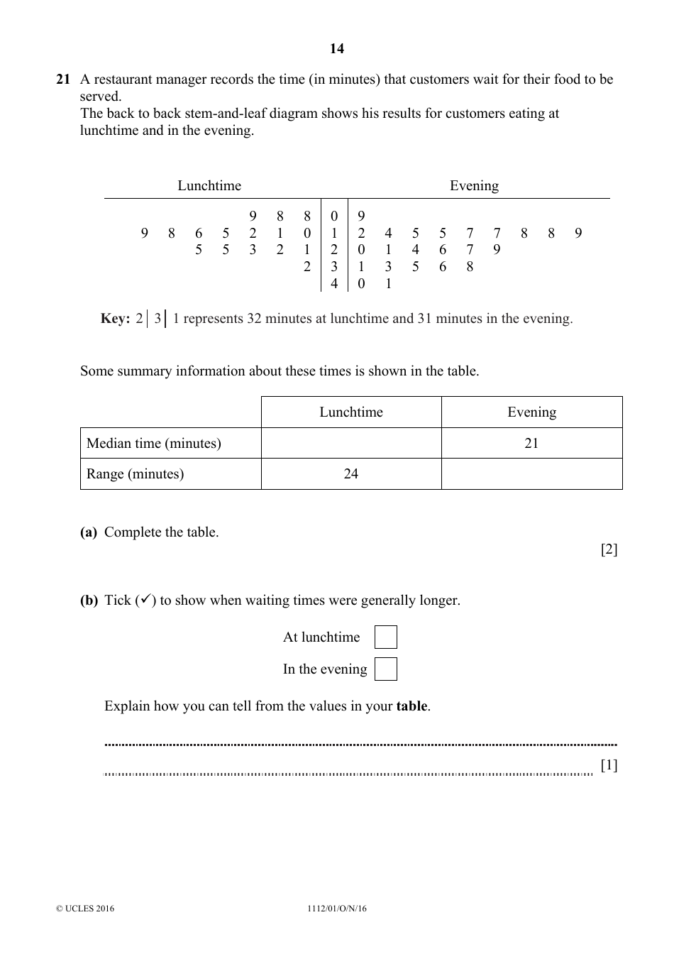 October 2016 Cambridge Secondary 1 Checkpoint: Mathematics Paper 1, Page 14