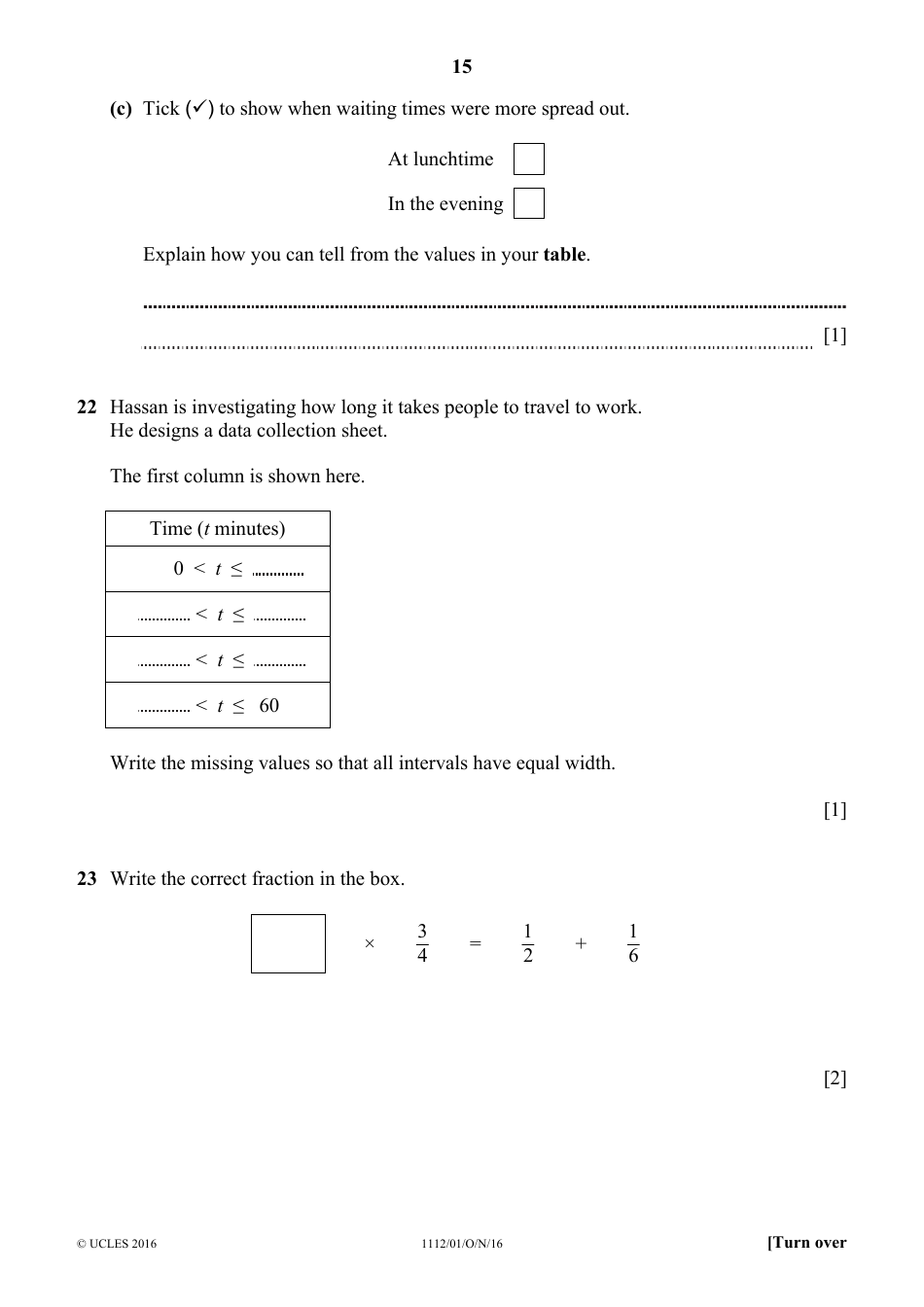 October 2016 Cambridge Secondary 1 Checkpoint: Mathematics Paper 1, Page 15