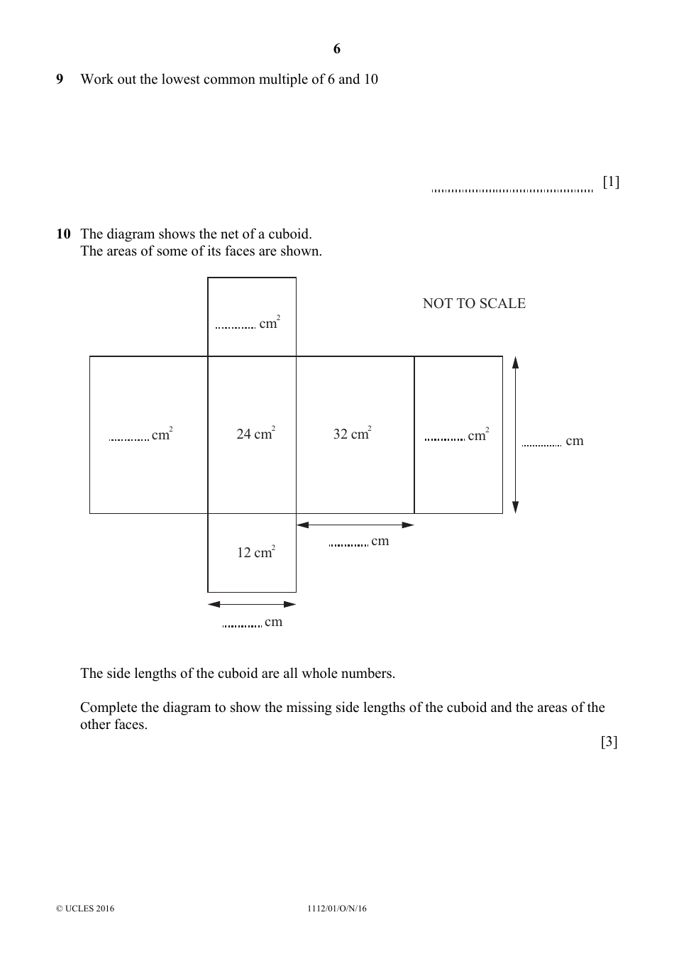 October 2016 Cambridge Secondary 1 Checkpoint: Mathematics Paper 1, Page 6