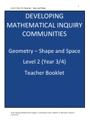 Document preview: Level 2 Year 3/4: Geometry Teacher Booklet - Space and Shape