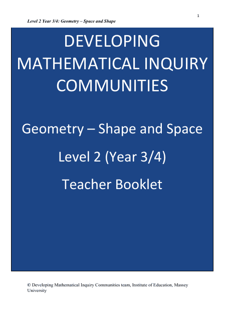 Level 2 Year 3/4: Geometry Teacher Booklet - Space and Shape