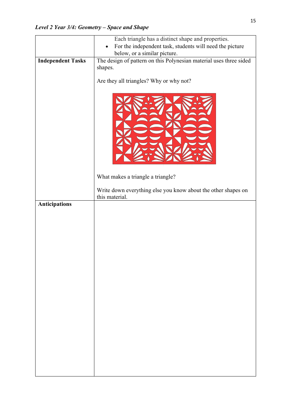 Level 2 Year 3 / 4: Geometry Teacher Booklet - Space and Shape, Page 15