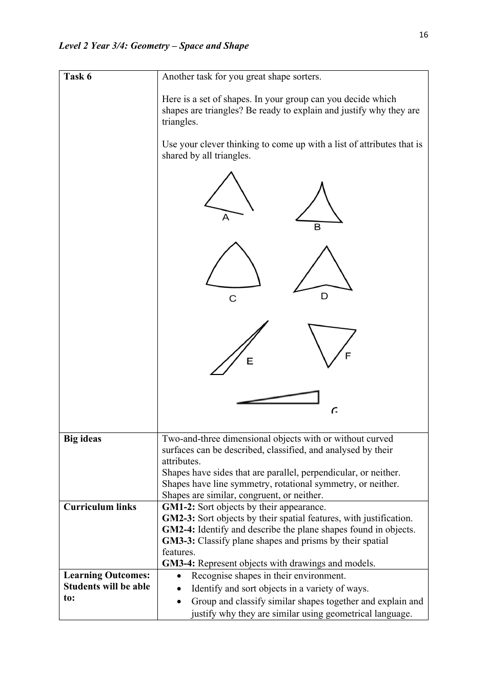 Level 2 Year 3 / 4: Geometry Teacher Booklet - Space and Shape, Page 16