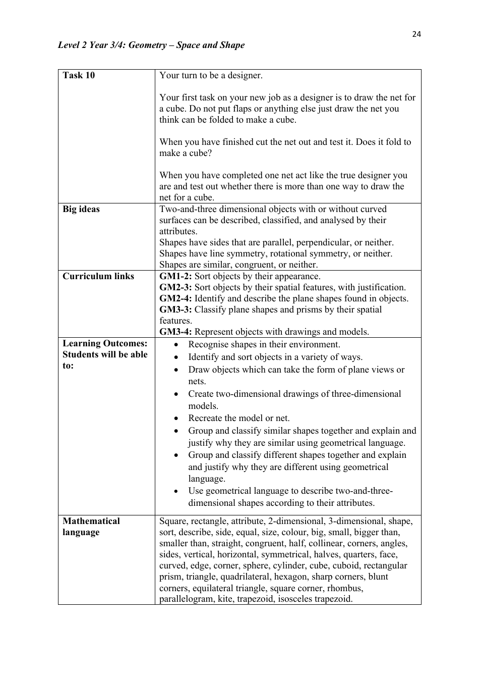 Level 2 Year 3 / 4: Geometry Teacher Booklet - Space and Shape, Page 24