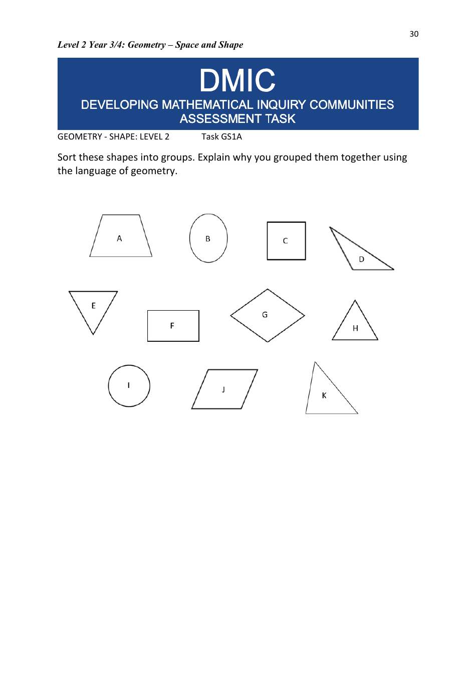 Level 2 Year 3 / 4: Geometry Teacher Booklet - Space and Shape, Page 30