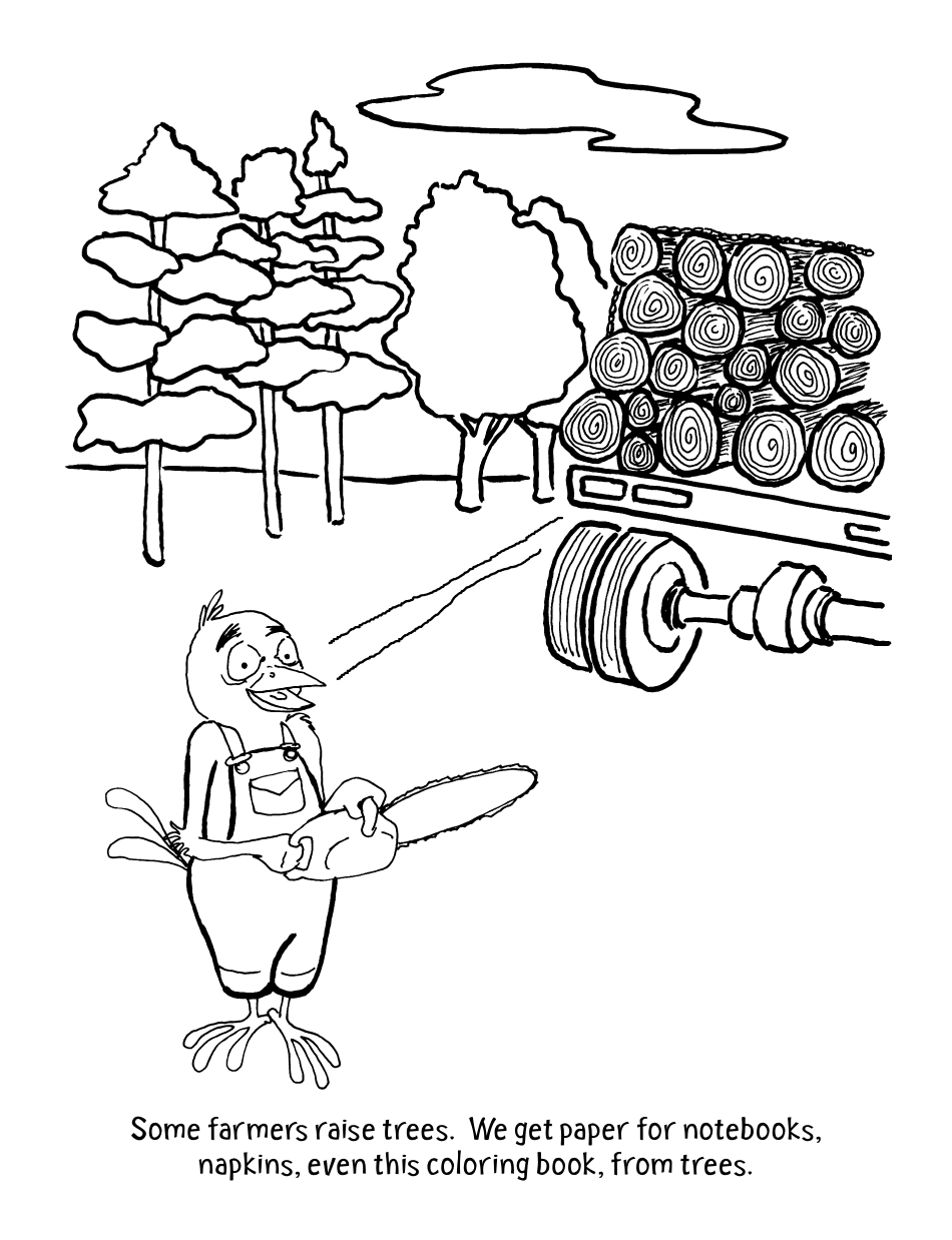 Logging Camp Coloring Sheet, Page 1