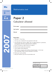 Document preview: 2007 Sats Mathematics Test Paper 2