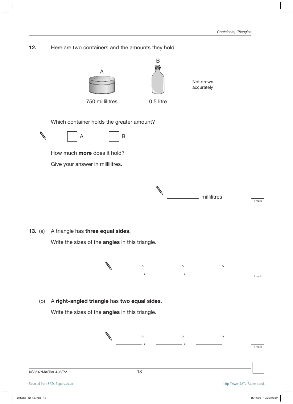 2007 Sats Mathematics Test Paper 2, Page 13