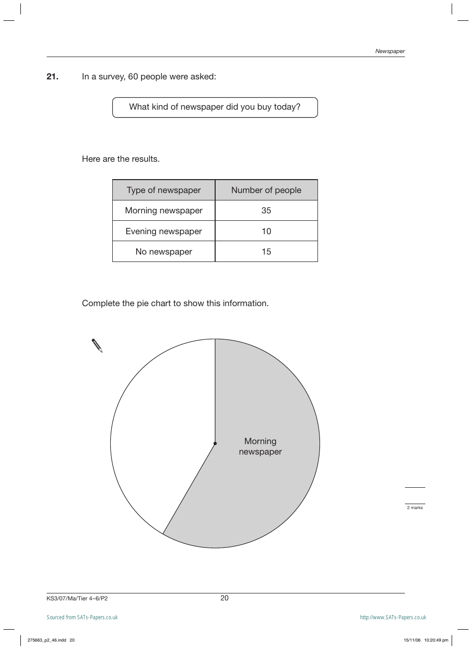 2007 Sats Mathematics Test Paper 2, Page 20