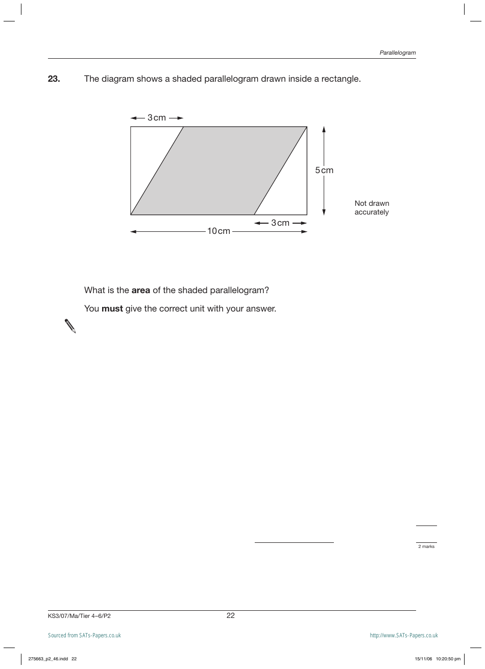 2007 Sats Mathematics Test Paper 2, Page 22