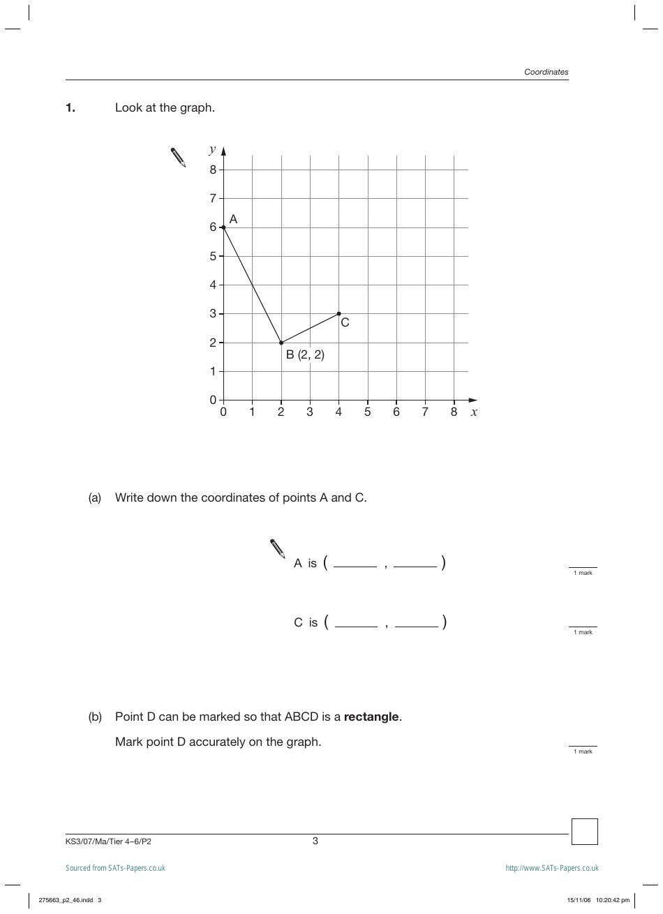 2007 Sats Mathematics Test Paper 2, Page 3