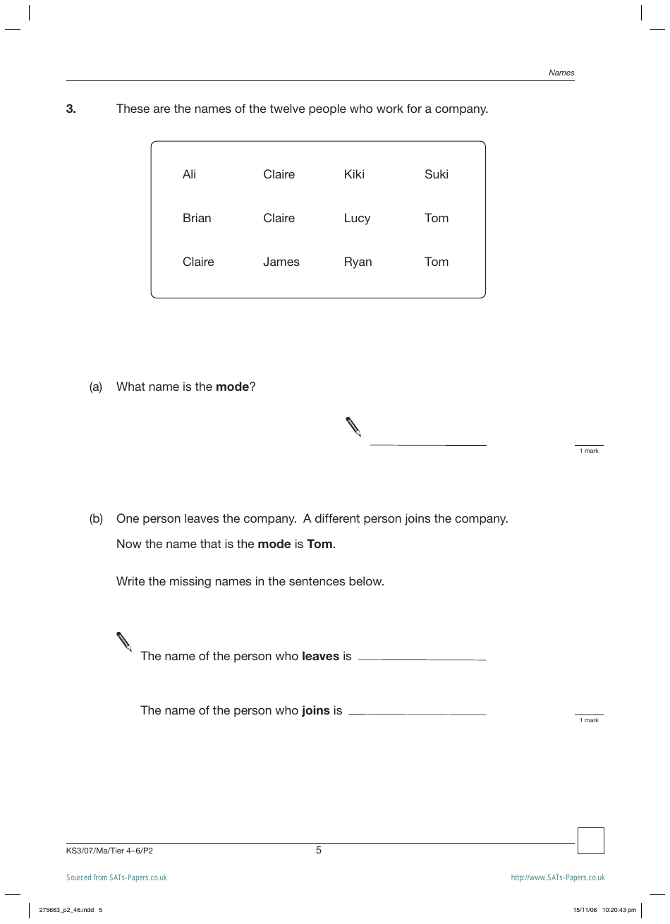 2007 Sats Mathematics Test Paper 2, Page 5