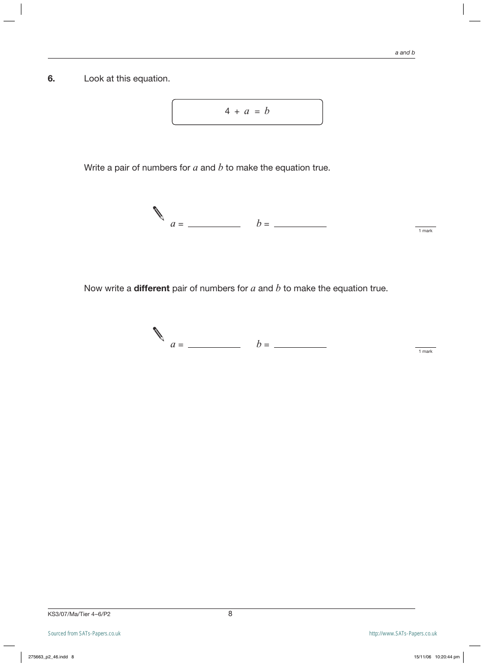 2007 Sats Mathematics Test Paper 2, Page 8