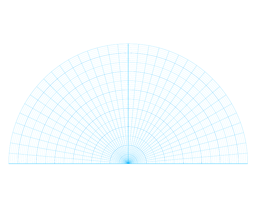 Polar Graph Paper Template - Blue Color Scheme