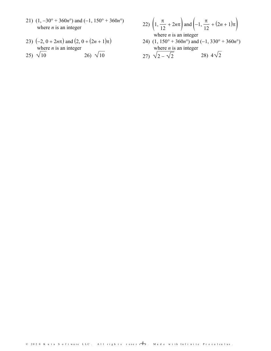 Polar Coordinates Practice Sheet - Kuta Software, Page 4
