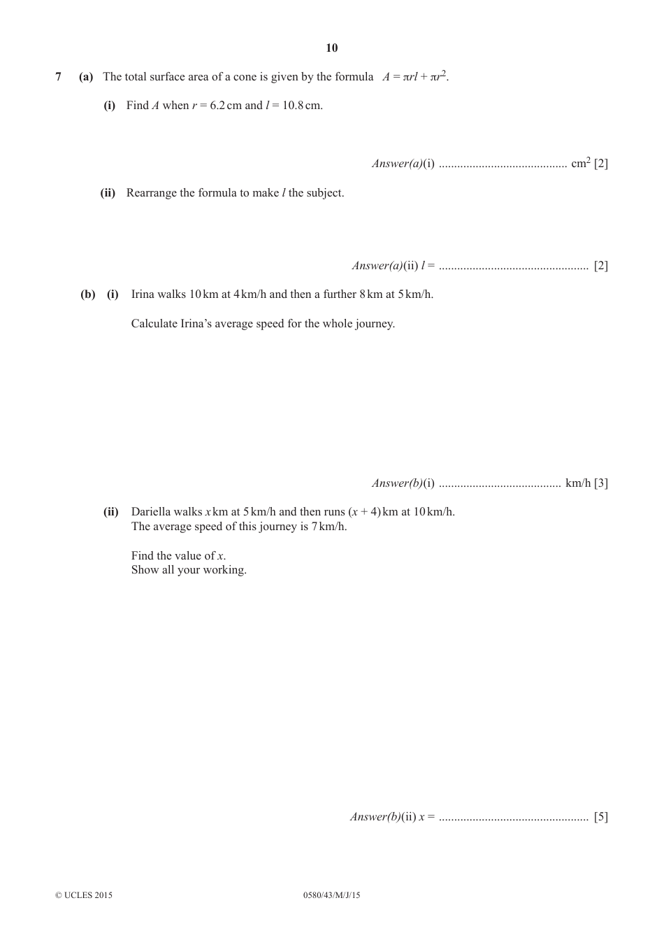 May / June 2015 Cambridge International Examinations: Mathematics Paper 4 (Extended), Page 10