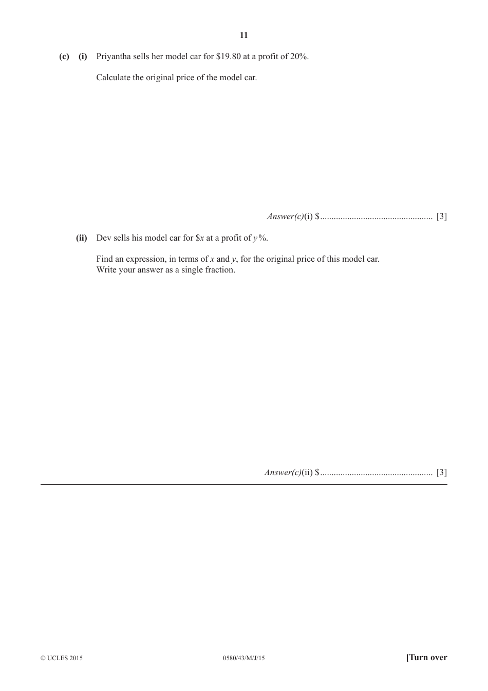 May / June 2015 Cambridge International Examinations: Mathematics Paper 4 (Extended), Page 11