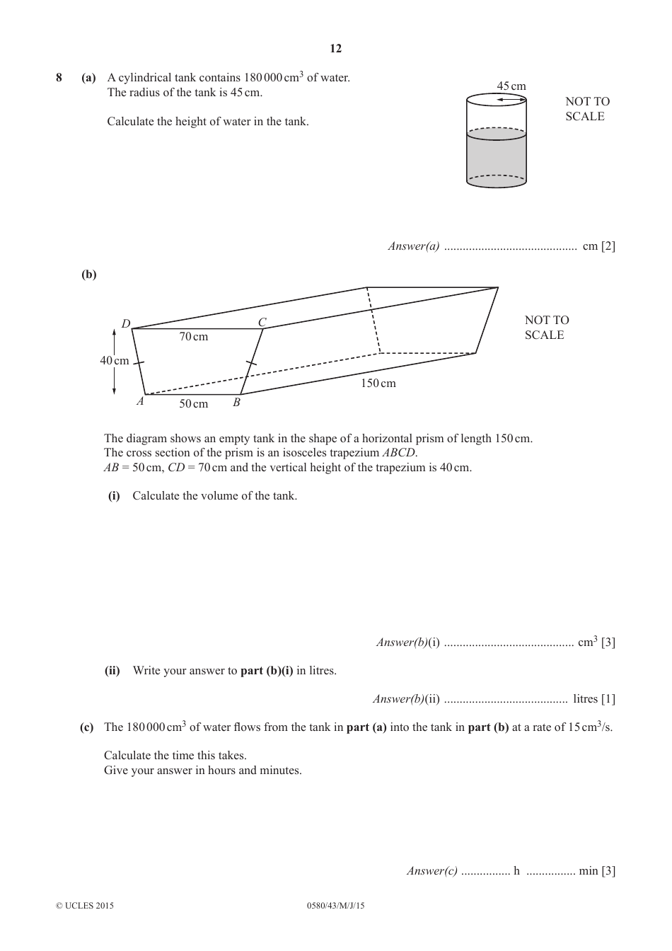 May / June 2015 Cambridge International Examinations: Mathematics Paper 4 (Extended), Page 12